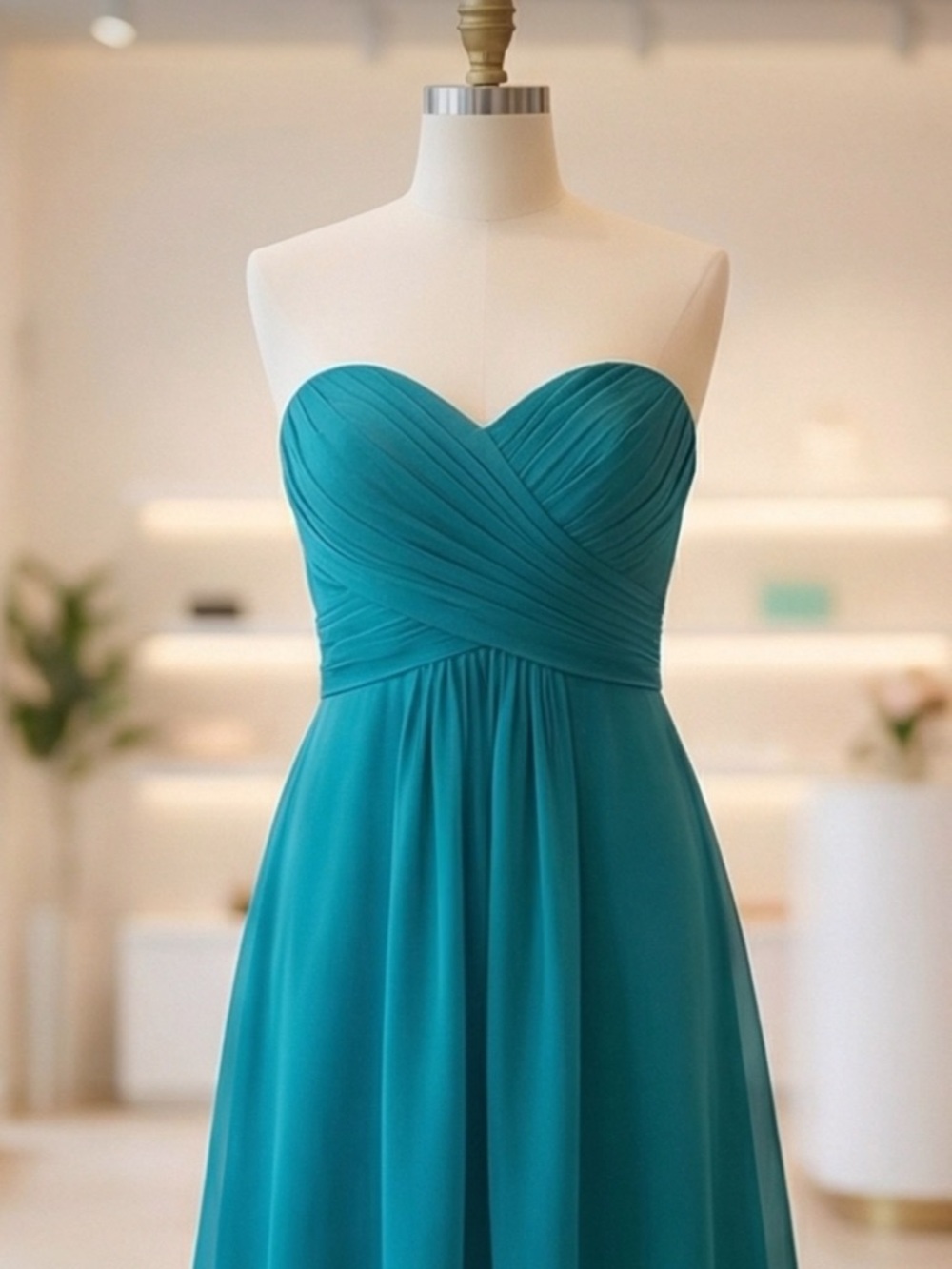 Azazie Prom Strapless Teal A-Line Dress